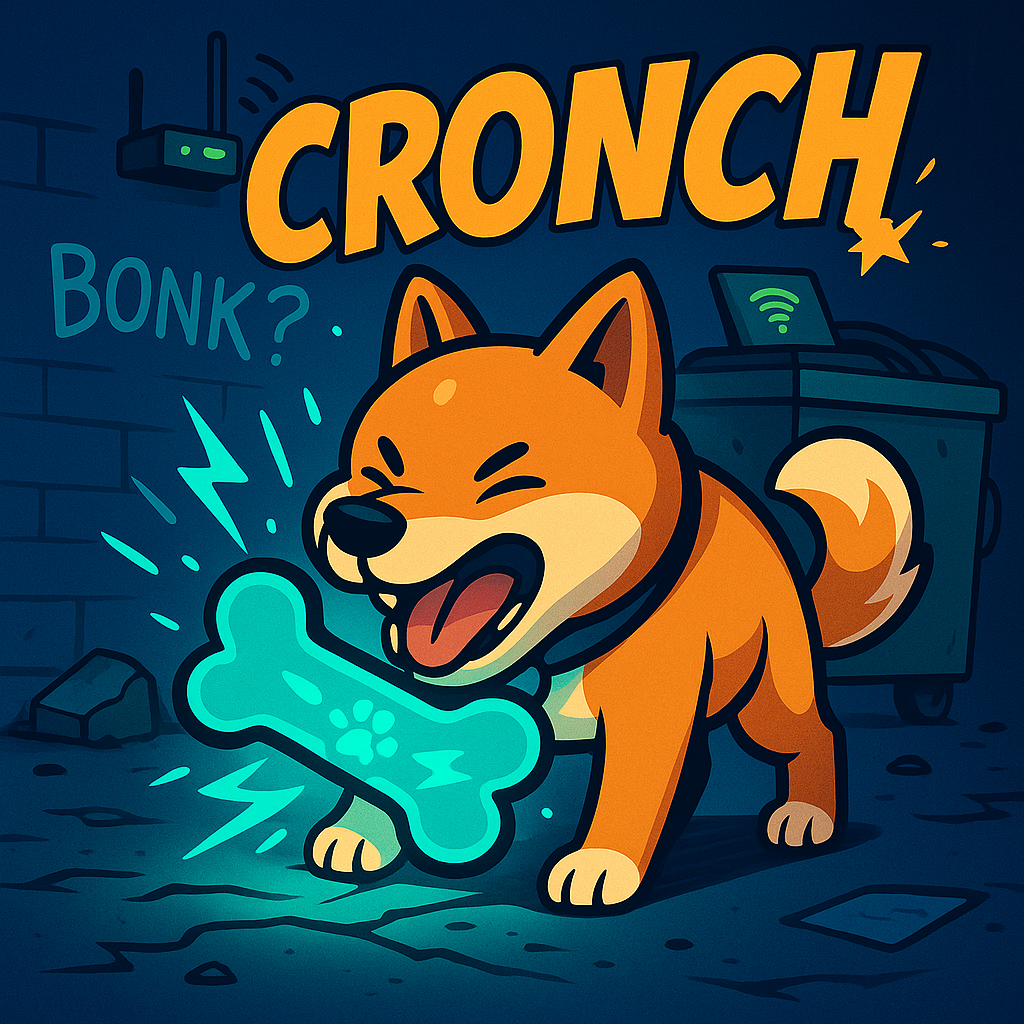 Dog biting bone with big CRONCH